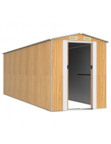 Capanno Giardino Marrone Chiaro 192x606x223 cm Acciaio Zincato