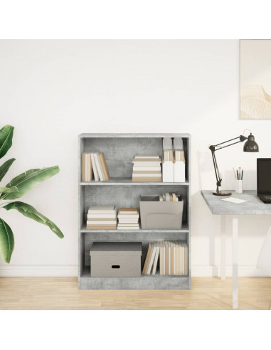 Libreria Grigio Cemento 80x24x109 cm in Legno Multistrato