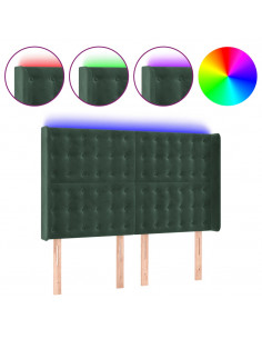 Testiera a LED Verde Scuro 147x16x118/128 cm in Velluto 2