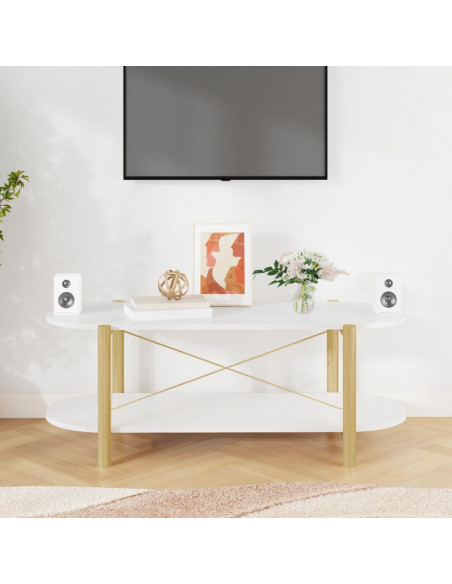 Tavolino da Salotto Bianco 110x48x40 cm in Legno Multistrato