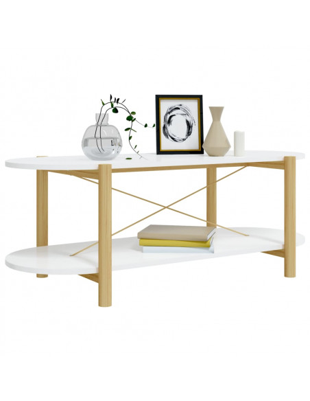 Tavolino da Salotto Bianco 110x48x40 cm in Legno Multistrato