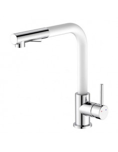 Miscelatore lavello Idro Bric SCARUB1091BI PHOENIX Cromo e Bianco Crom