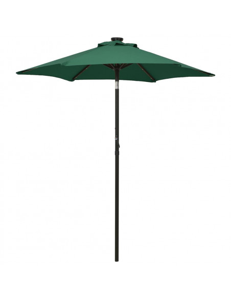 Ombrellone con LED Verde 200x211 cm in Alluminio