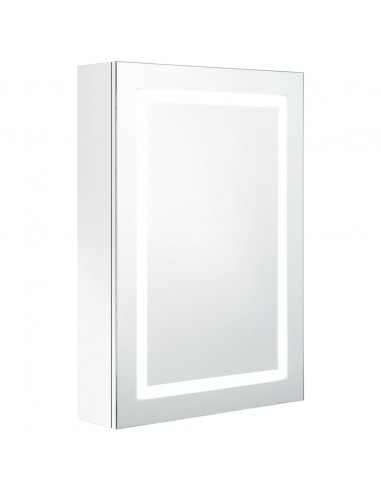 Armadietto Bagno con Specchio e LED Bianco Lucido 50x13x70 cm