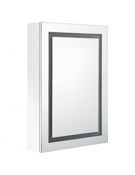 Armadietto Bagno con Specchio e LED Bianco Lucido 50x13x70 cm