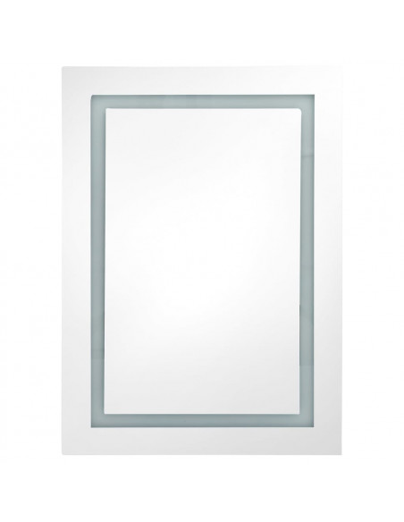 Armadietto Bagno con Specchio e LED Bianco Lucido 50x13x70 cm