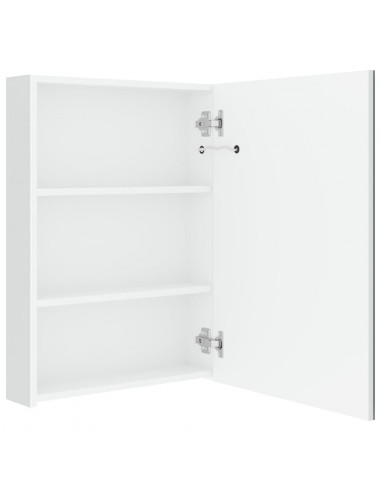 Armadietto Bagno con Specchio e LED Bianco Lucido 50x13x70 cm