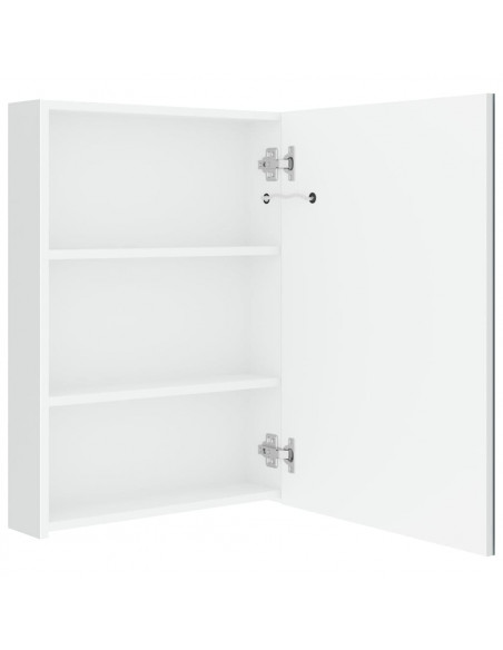 Armadietto Bagno con Specchio e LED Bianco Lucido 50x13x70 cm