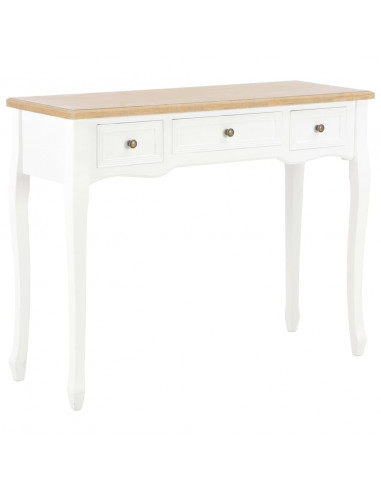 Tavolo Consolle da Trucco con 3 Cassetti Bianco