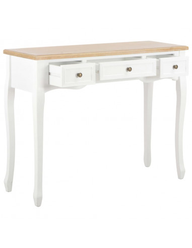 Tavolo Consolle da Trucco con 3 Cassetti Bianco