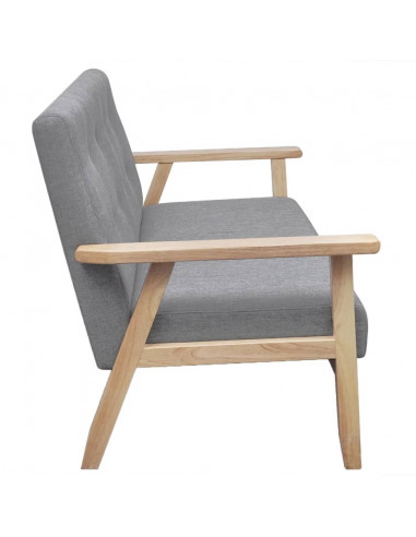 Divano a 2 Posti in Stoffa Grigio Chiaro