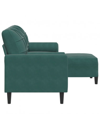Divano a 3 Posti con Poggiapiedi Verde scuro 180 cm in Velluto