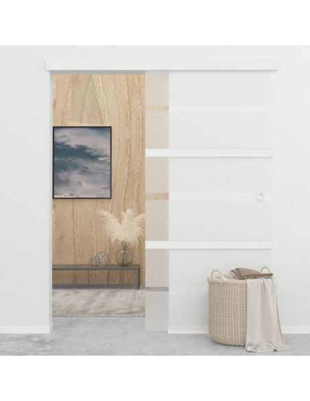 Porta Scorrevole in Vetro ESG e Alluminio 102,5x205 cm Argento