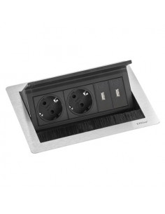 Multipresa mobile Evoline 159370078600 FLIPTOP Inox satinato e Nero In