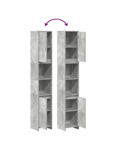 Mobile da Bagno Grigio Cemento 30x30x183,5 cm Legno Multistrato