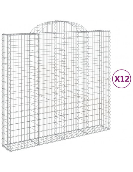 Cesti Gabbioni ad Arco 12 pz 200x50x180/200 cm Ferro Zincato