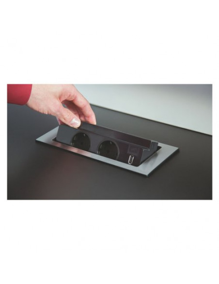 Multipresa mobile Evoline 159271000200 BACKFLIP Inox satinato e Nero I