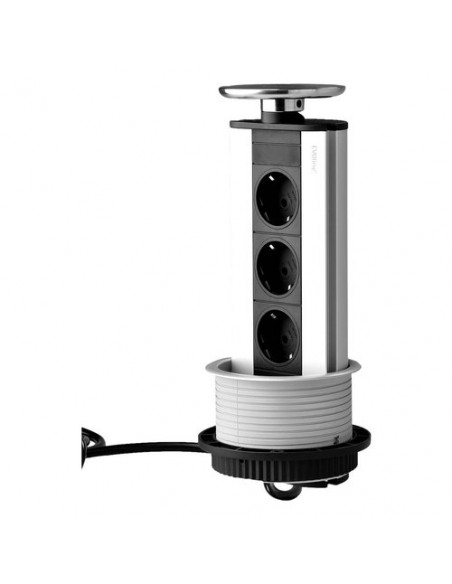 Multipresa mobile Evoline 159310021600 PORT Inox satinato e Nero