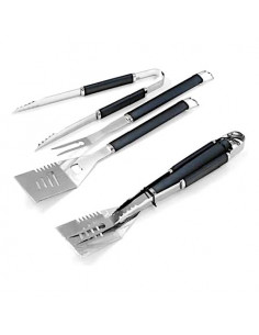 Set attrezzi barbecue Ompagrill 03450 3 Pezzi Inox e Nero