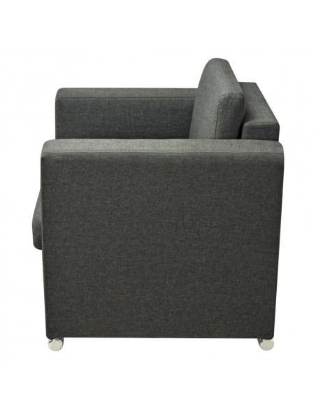 3 Pz Set di Divani in Stoffa Grigio Scuro
