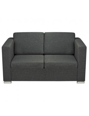 3 Pz Set di Divani in Stoffa Grigio Scuro