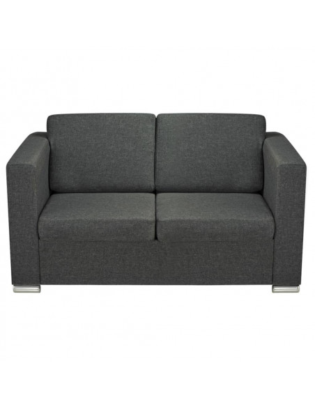 3 Pz Set di Divani in Stoffa Grigio Scuro
