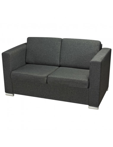 3 Pz Set di Divani in Stoffa Grigio Scuro