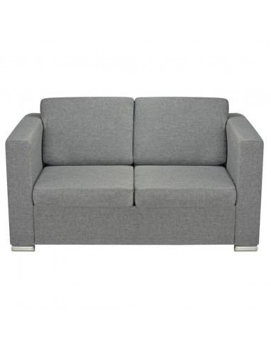 3 Pz Set di Divani in Stoffa Grigio Chiaro