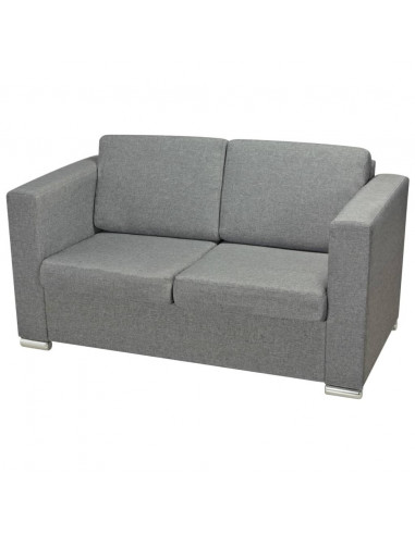 3 Pz Set di Divani in Stoffa Grigio Chiaro