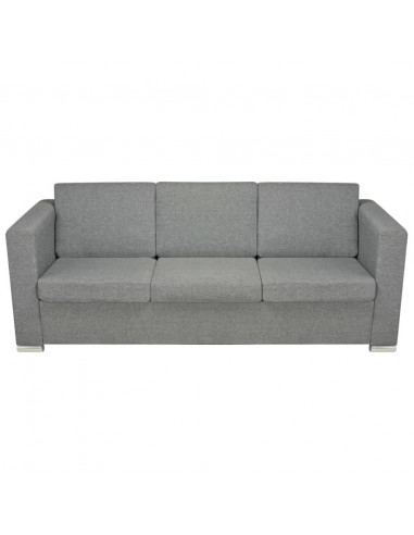 2 Pz Set di Divani in Stoffa Grigio Chiaro