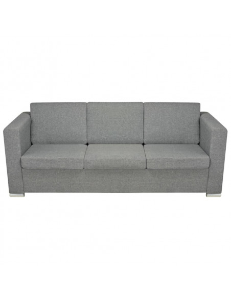 2 Pz Set di Divani in Stoffa Grigio Chiaro