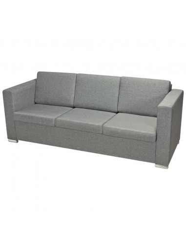 2 Pz Set di Divani in Stoffa Grigio Chiaro