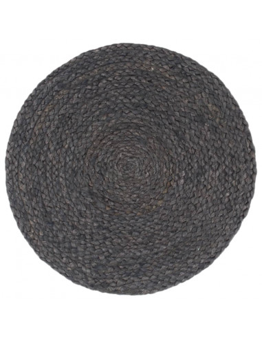 Tovagliette 6 pz Grigio Scuro Neutro 38cm Rotonde in Juta