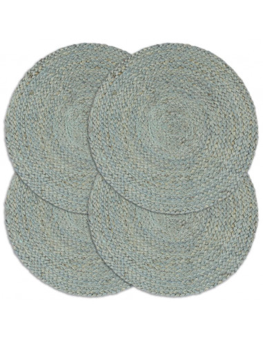 Tovagliette 4 pz Verde Oliva Neutro 38 cm Rotonde in Juta