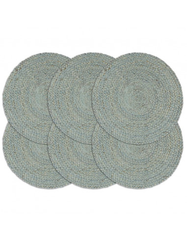 Tovagliette 6 pz Verde Oliva Neutro 38 cm Rotonde in Juta