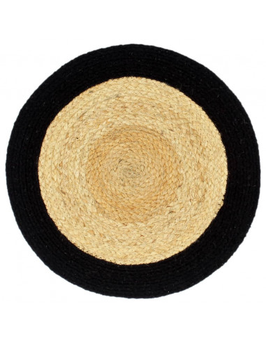 Tovagliette 4 pz Naturale e Nero 38 cm in Juta e Cotone
