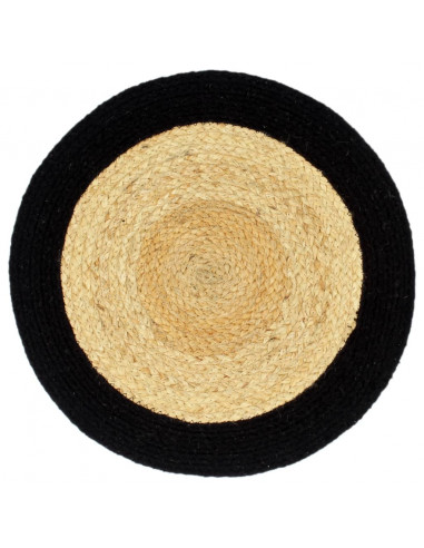 Tovagliette 6 pz Naturale e Nero 38 cm in Juta e Cotone