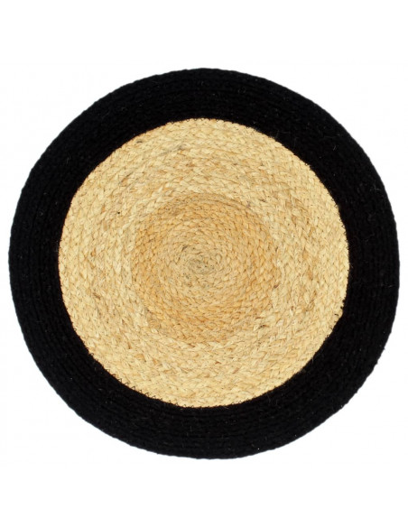 Tovagliette 6 pz Naturale e Nero 38 cm in Juta e Cotone