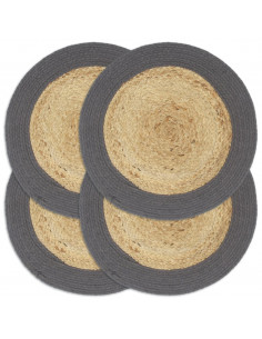 Tovagliette 4 pz Naturale e Antracite 38 cm in Juta e Cotone 2