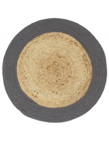 Tovagliette 4 pz Naturale e Antracite 38 cm in Juta e Cotone