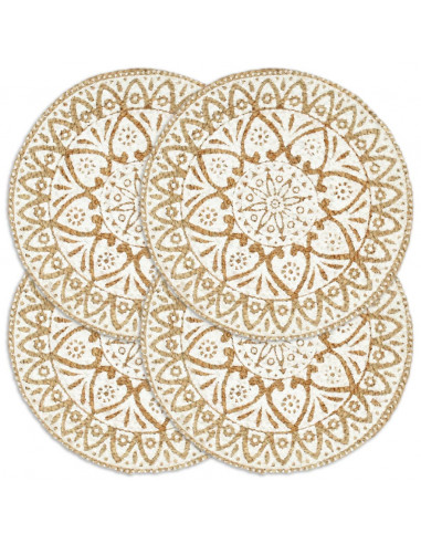 Tovagliette 4 pz Bianche 38cm Rotonde in Juta