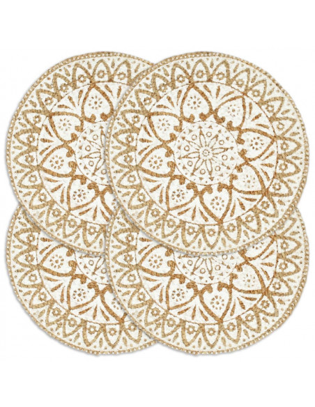 Tovagliette 4 pz Bianche 38cm Rotonde in Juta