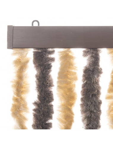 Tenda Antimosche Marrone Scuro e Beige 56x200 cm in Ciniglia