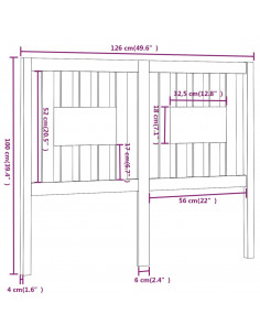 Testiera per Letto Miele 126x4x100 cm in Legno di Pino