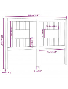 Testiera per Letto 141x4x100 cm in Legno Massello di Pino