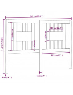 Testiera per Letto Miele 141x4x100 cm in Legno Massello di Pino