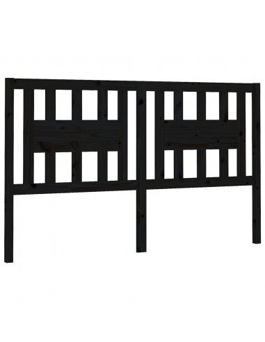 Testiera per Letto Nera 126x4x100 cm in Legno Massello di Pino
