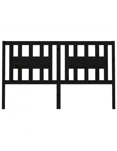 Testiera per Letto Nera 126x4x100 cm in Legno Massello di Pino