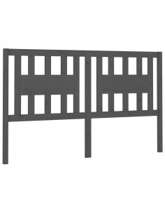 Testiera per Letto Grigia 141x4x100cm in Legno Massello di Pino 2