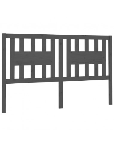 Testiera per Letto Grigia 141x4x100cm in Legno Massello di Pino